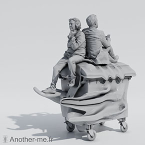 Rendu 3D d'une sculpture numérique auto-portrait d'Anita Molinéro