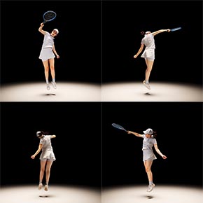 Woman tennis smatch dynamic 3D scan turntable - CG render