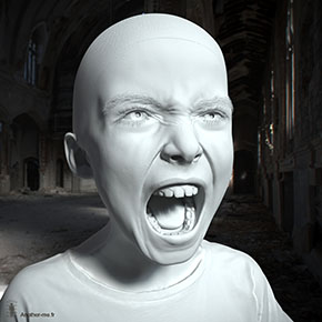 Shouting face 3D scan